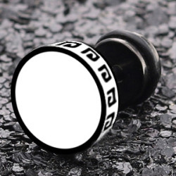 Malejewels Clou d'oreille FLAT ETHNIC Noir-Blanc